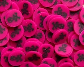 Polymer Clay Cane Pink & Black Skeleton Skull Crossbones Slices (75 to 100 pcs) - Miniature Food / Dessert / Cake Decoration, Nail Art CE017