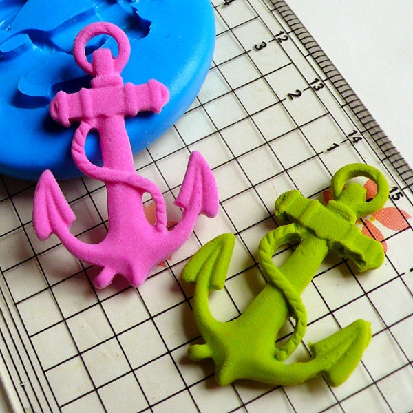 Anchor (35mm) Silicone Flexible Push Mold - Jewelry, Charms, Cupcake (Clay, Fimo, Casting Resins, Epoxy, Wax, Soap, Gum Paste, Fondant)