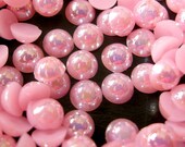 6mm AB Light Pink Half Pearl Cabochons / Round Flat Back Faux Pearlized Cabochons (around 100 pcs) PEAB-P6