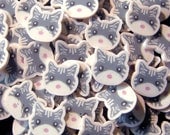 Black and White Cat Face Polymer Clay Cane Slices Animal Fimo Slices Kawaii Decoden Nail Art Scrapbooking Decoration (75-100pcs) CAN008