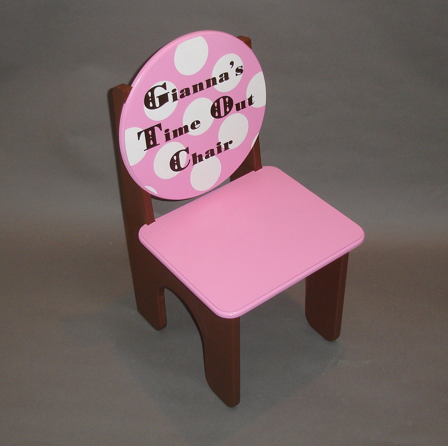 Personalized Time Out Naughty Chair in Pink and Brown with White Spots