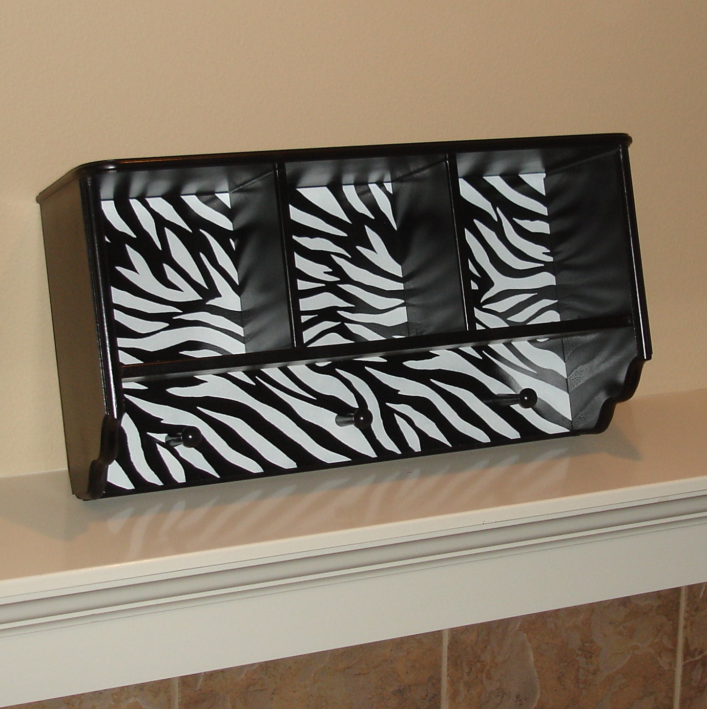 Black and White Zebra Striped Wall Shelf