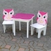 Pink Chalkboard Girls Owl Table and Chair Set.