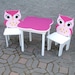 Pink Chalkboard Girls Owl Table and Chair Set.