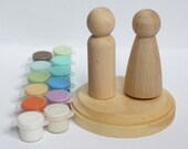 DIY Wedding Cake Topper Kit- Unpainted Wood Bride and Groom Doll Couples
