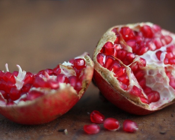 pomegranate, 5x7 photograph, home decor, red, rustic, fruit, fall, autumn, kitchen wall art
