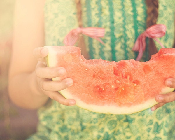 summer, watermelon, green, red, 8 x 10 photograph, home decor, nursery wall art, childrens wall art