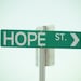 hope street, 8 x 10 photograph, home decor, blue, green, sign