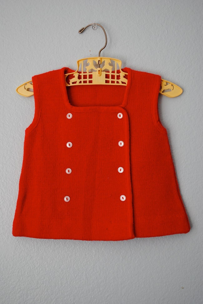 vintage baby girl red sleeveless sweater