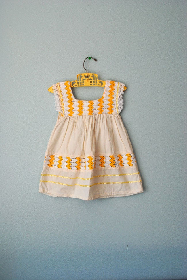 RESERVE/ ON HOLD vintage girl cream and gold dress.top