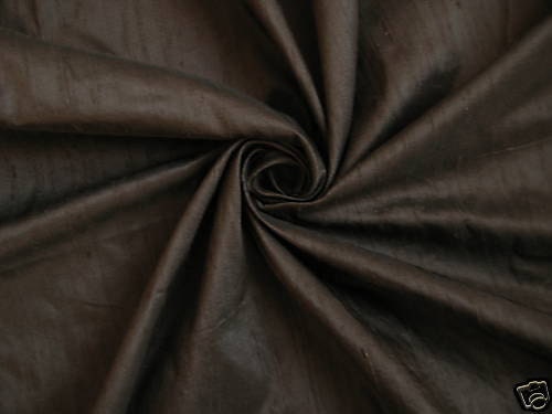 Chocolate Brown 100% dupioni silk fabric yardage By the Yard 45" wide