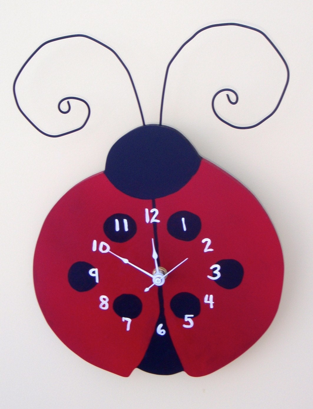 Ladybug Clock - Hand Painted Wood, Scroll Saw, Customize to make it your own