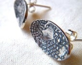 Silver Vintage Lace earrings by Cari-Jane Hakes, hybrid handmade, from the 'A Stitch in Time Saves Nine' series