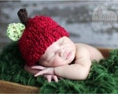 Little Knit Apple Hat for Baby, Adorable Photography Prop