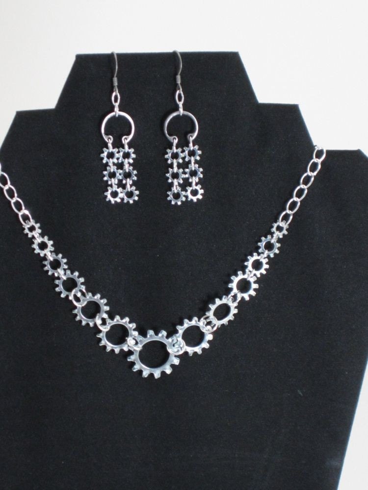 Lock Washer Necklace and Earrings Set Two - Hardware Chandeliers By HardwareHoney Jewelry