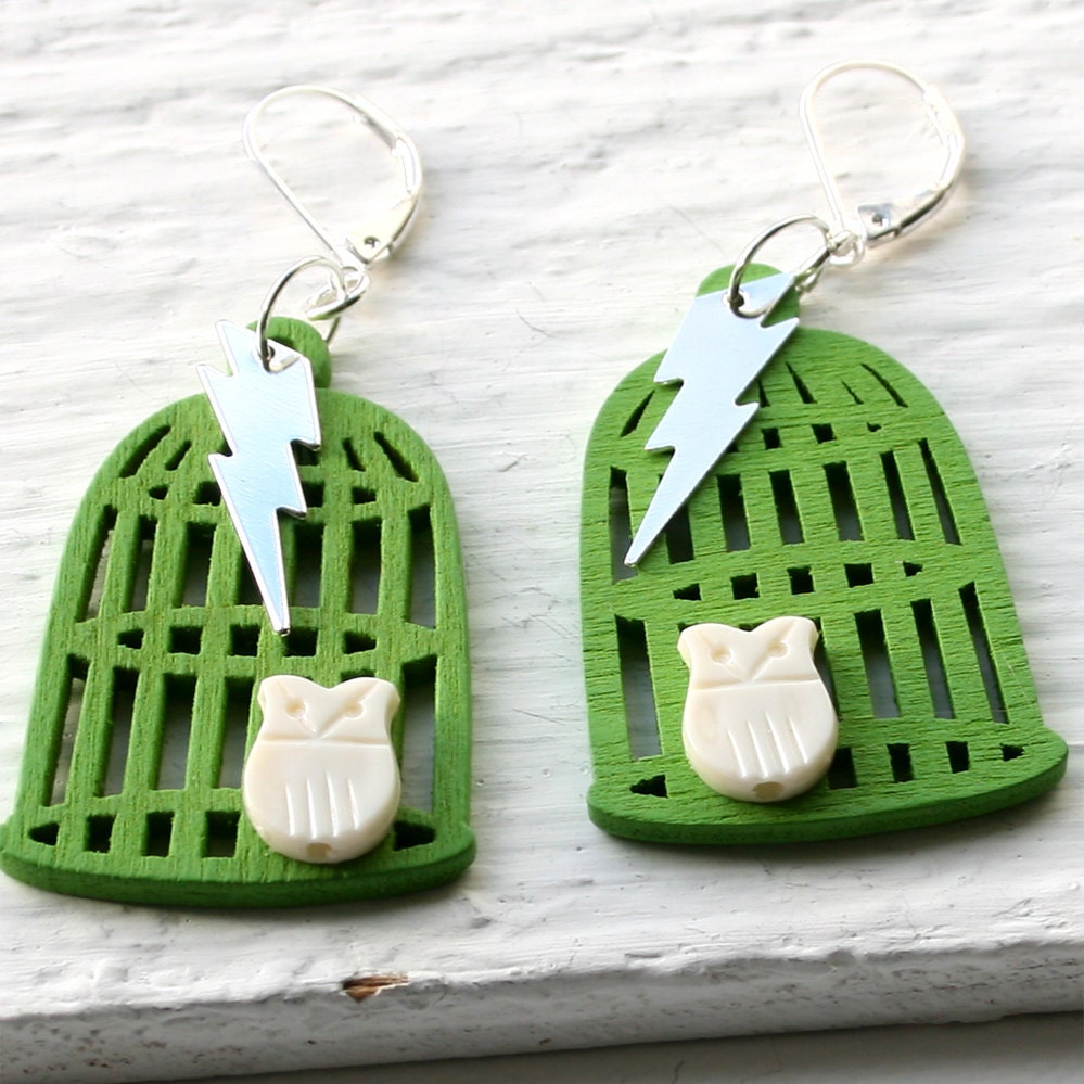 Harry Potter Owl Earrings - Green Hedwig