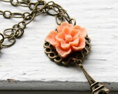 Eiffel Tower Necklace - Peach