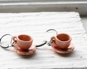 Tea Cup Earrings - Peach