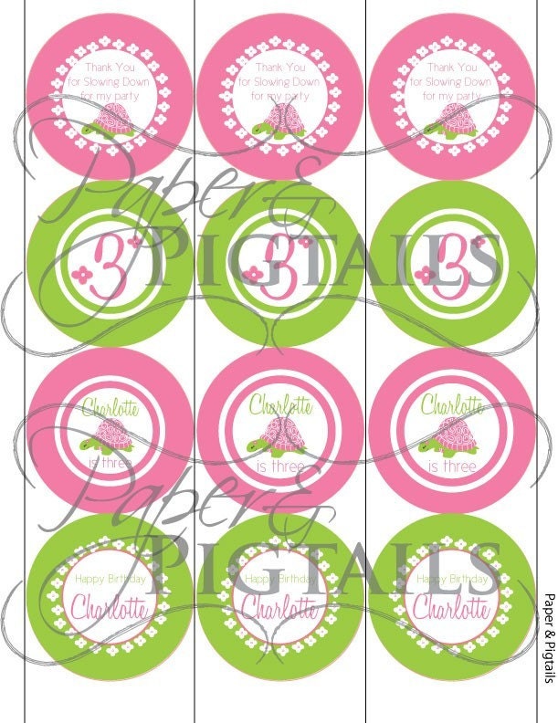 Preppy Turtle Printable Circles