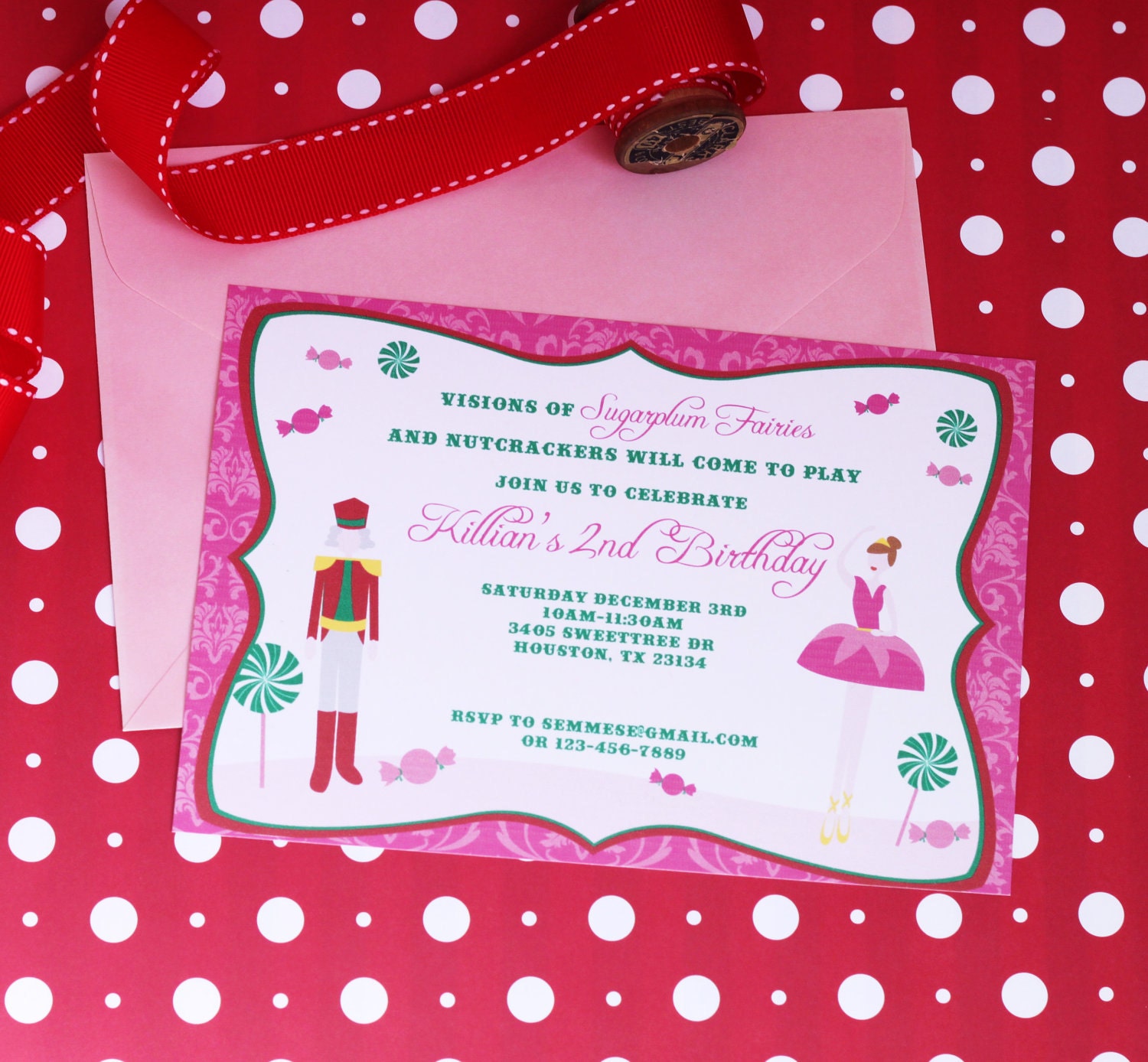 Sugarplum Fairy and Nutcracker Printable Invitation - SALE