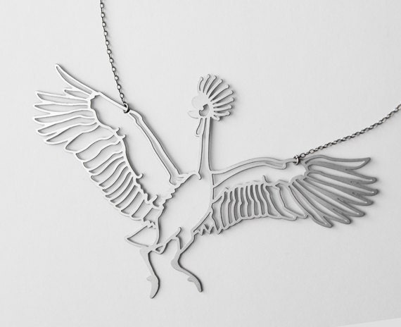 Stainless West African Crane Necklace