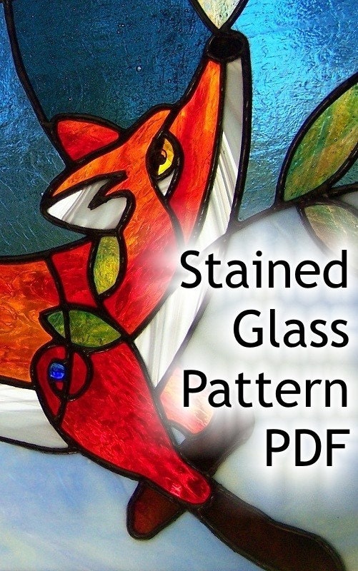 PATTERN for Red Fox in the Blueberry Patch Stained Glass
