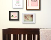 Personalized nursery art gallery wall trio features birds and floral theme with your newborn's birth statistics