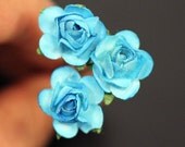 Enchanted Rose, Bridal Hair Accessories, Wedding Hair Accessory, Something Blue Hair Flower, Flower Bobby Pin - Set of 3