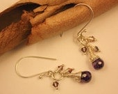 Sterling Silver 925K Purple Teardrops Zircon Earrings