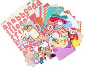 Sassafras pink purple and orange accordeon scrapbook kit