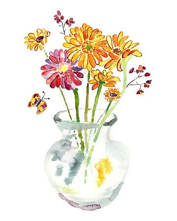Flower Watercolor, Flower Painting, Colorful Art, Flower Art, Bathroom Decor, whimsical art, Flower art print  -  Keeping Spring 5