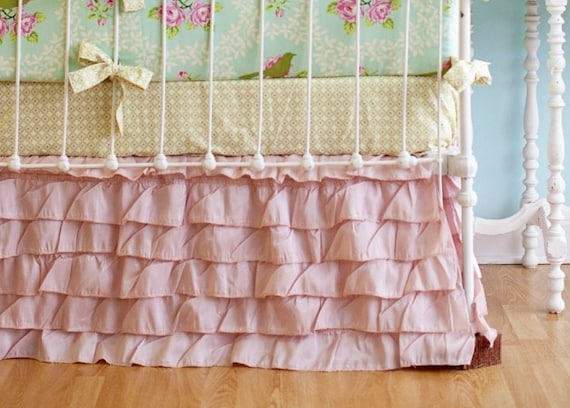 Pink Ruffled Crib Skirt