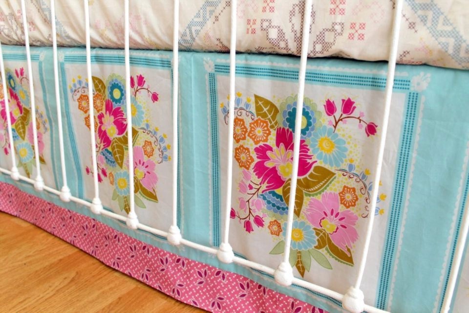 Custom Crib Bedding - Bumperless Crib bedding- Square Dance Dream