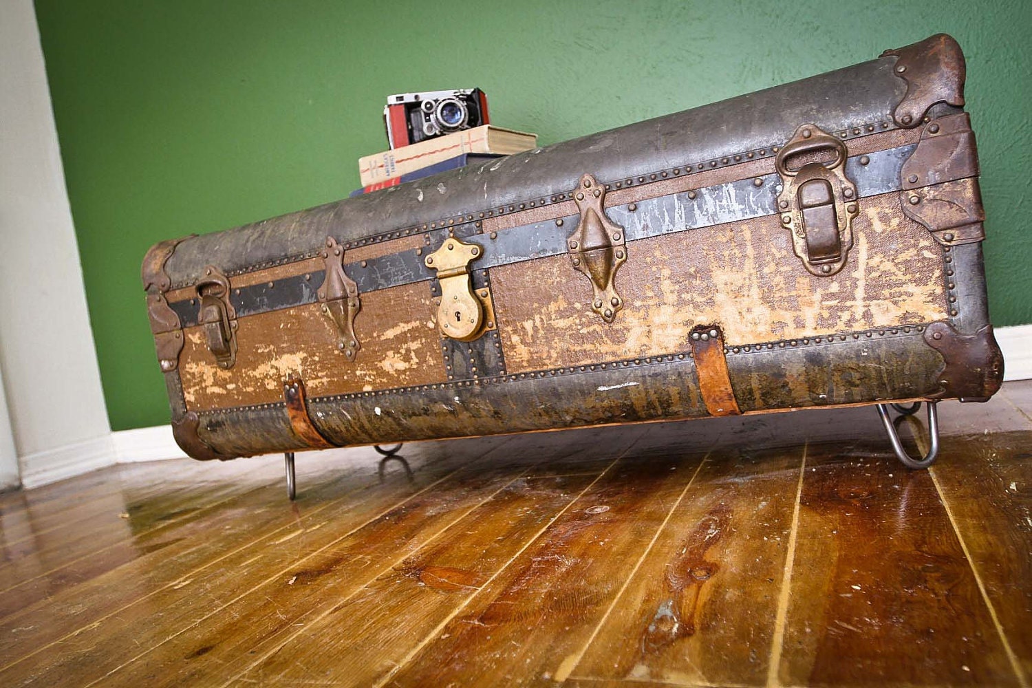 RESERVED FOR MATT Vintage Suitcase Coffee Table with Hairpin Legs