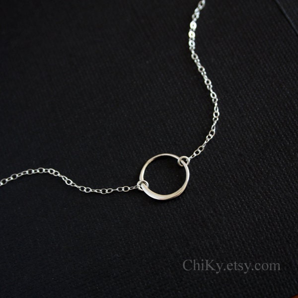 Circle ring necklace - Karma necklace, STERLING SILVER - love circle, eternity necklace, simple everyday wear, daily necklace, ring necklace