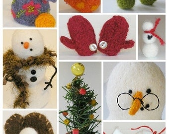 PATTERN-BOOKLET. Marie Mayhew Designs Wool Snowman Accessories Knit & Felt Pattern