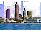 The Skyline of Cleveland, Ohio - Free-standing Wood Collectible