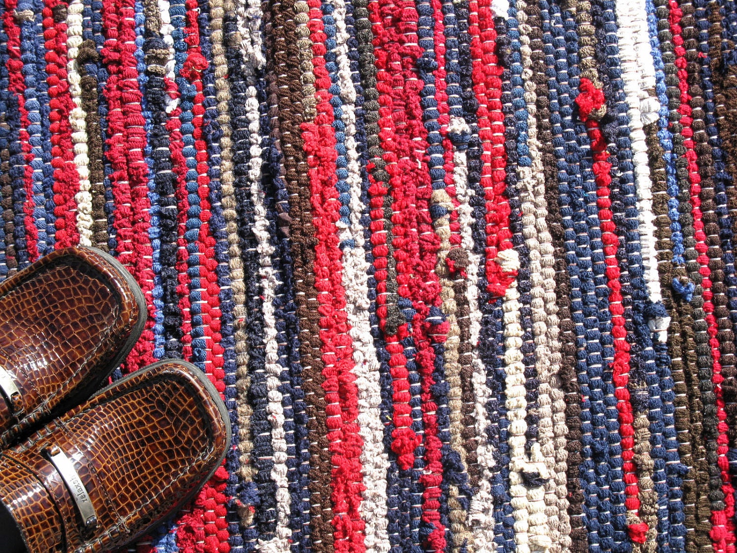 Handwoven Rug - Made from Recycled Sweaters 28x50