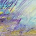 abstract painting in purple, lilac, yellow and aqua, acrylic paint on canvas, titled spring rain, framed