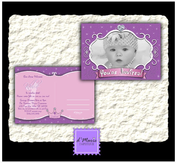100- Custom Photo Birthday Postcards Invites- Princess Diamond