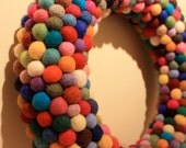felt balls wreath 33cm/13inches felt ball home decor