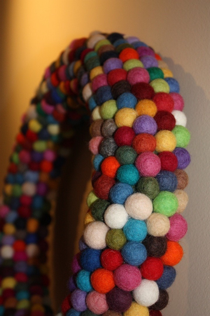 Felt balls wreath 38cm/15inches felt ball home decor