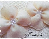 Anna - 3  inch Pearl Center Felt Flower Champagne Set of 2