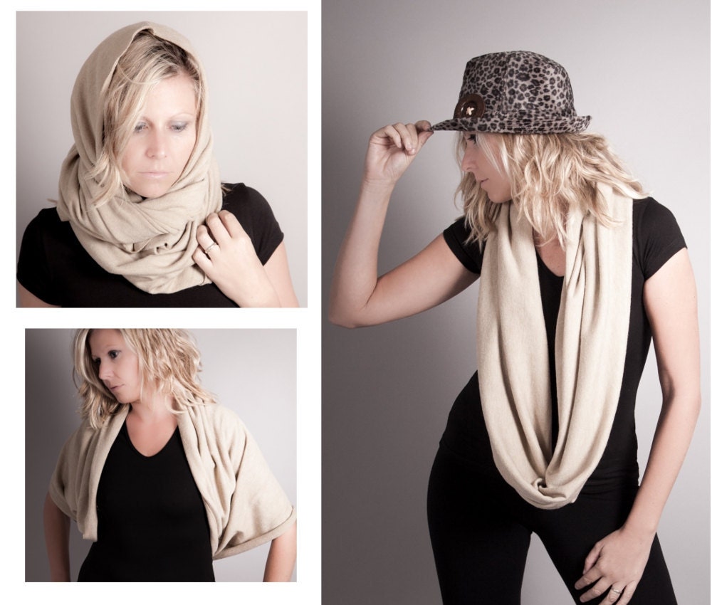 Infinity Scarf Oversized-Chunky Cowl-Winter Circle Scarf- Eternity Scarf-Angora Jersey 5in1 Winter Wrap-Oversized Snood-Vegan by MoonHalo