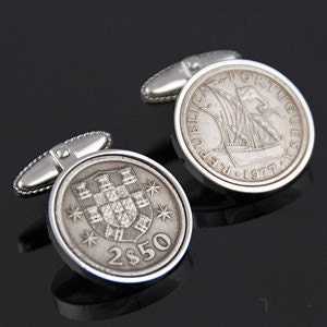 Portugal Escudos Cufflinks-Perfect gift- Free silver cufflinks box
