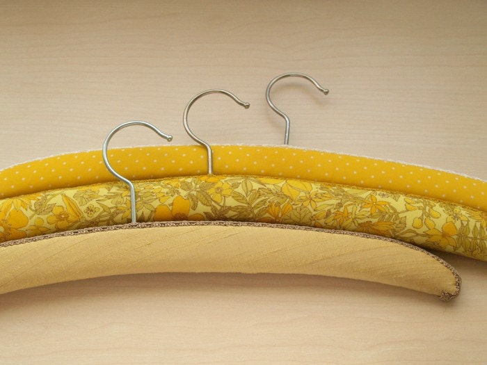 Yellow padded hangers - set of three