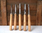 SALE - Five LARGE Antique Wood Turning Tools - With Wood Handles - Awesome Collection - Great Condition - LoveliesShop