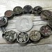 Antique Victorian Button Bracelet Heirloom Collection Brass Victorian Button Bracelet in Shades of Gold Burgundy Bronze Rust Magenta