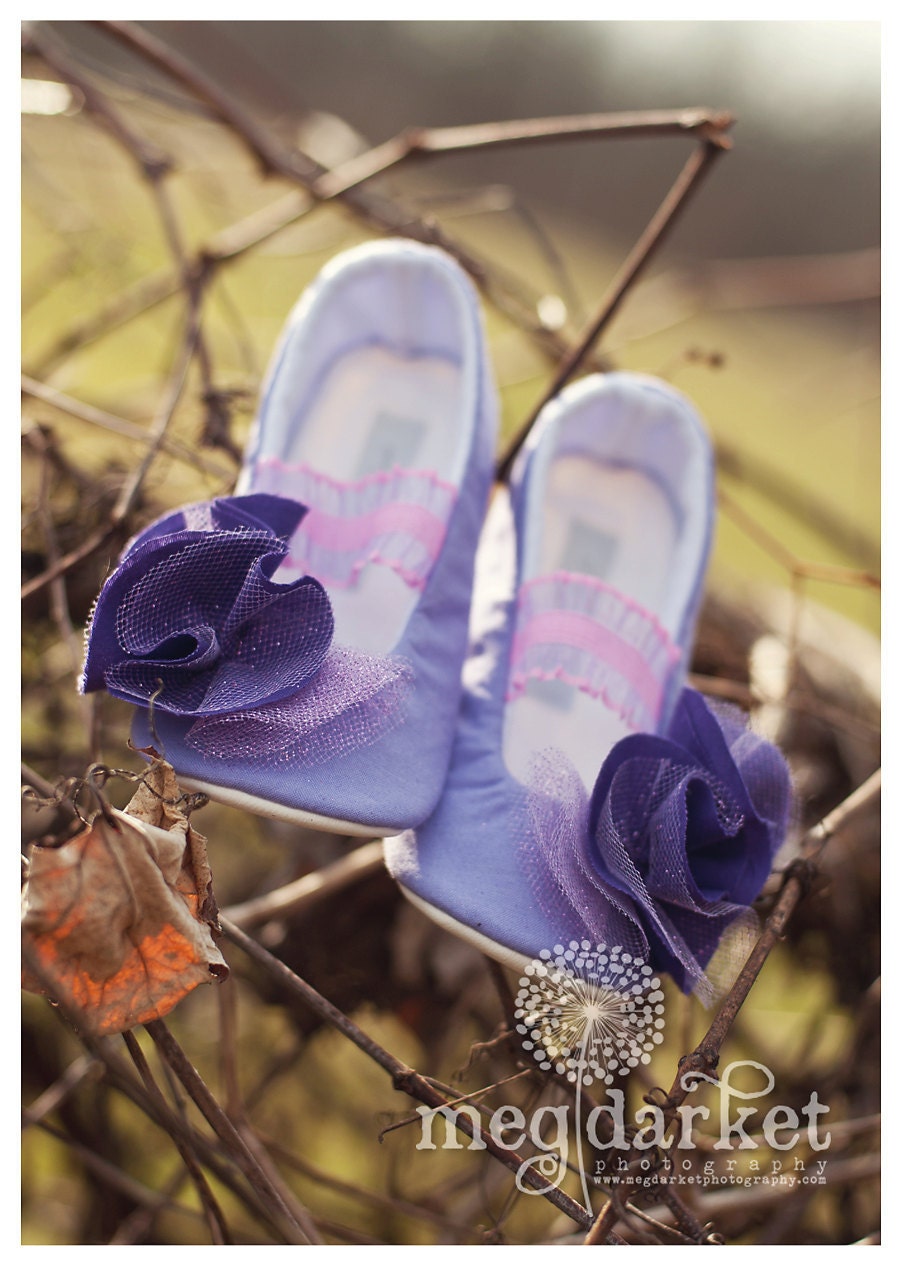 Rapunzel Inspired Handmade Baby Toddler Girls Soft Soled Shoes Booties & Ballet Flats...Perfectly Purple