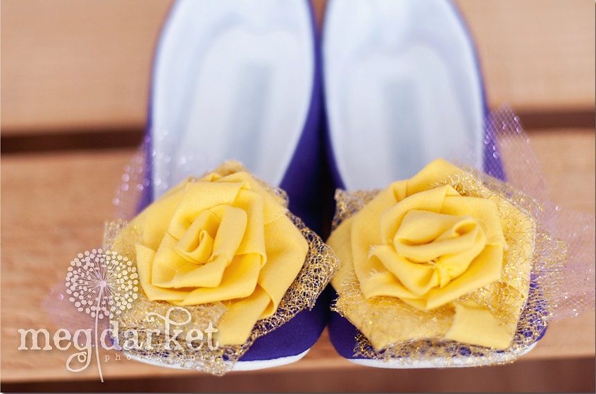 Rapunzel Inspired Handmade Baby Toddler Girls Soft Soled Shoes Booties & Ballet Flats...Golden Flower